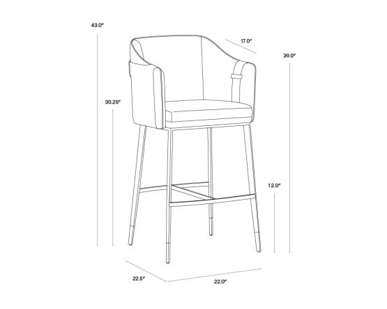 Carter Barstool Napa Black / Napa Cognac - Image 6