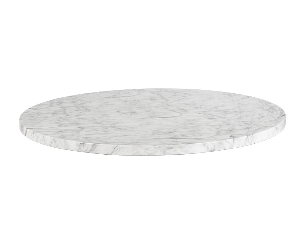 Cypher Dining Table Top - Marble Look - 55" White Marble Look - Image 7