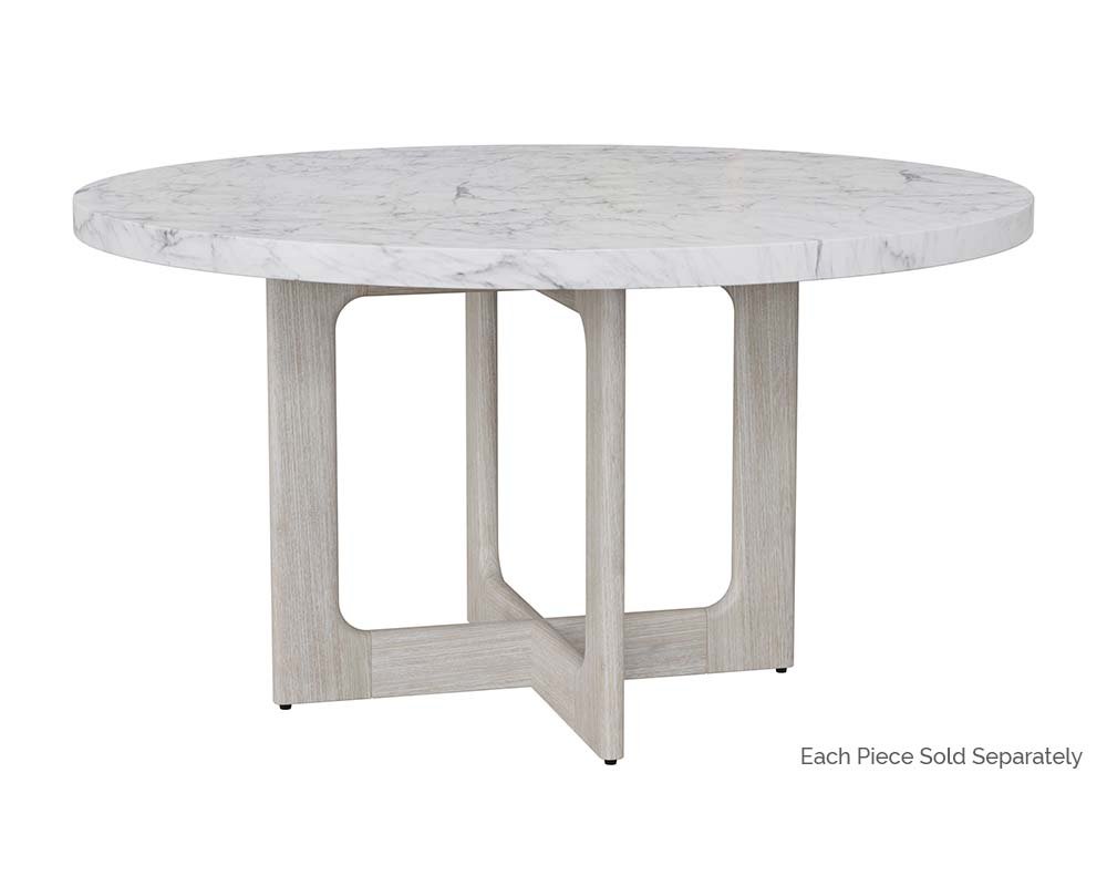 Cypher Dining Table Top - Marble Look - 55" White Marble Look - Image 5