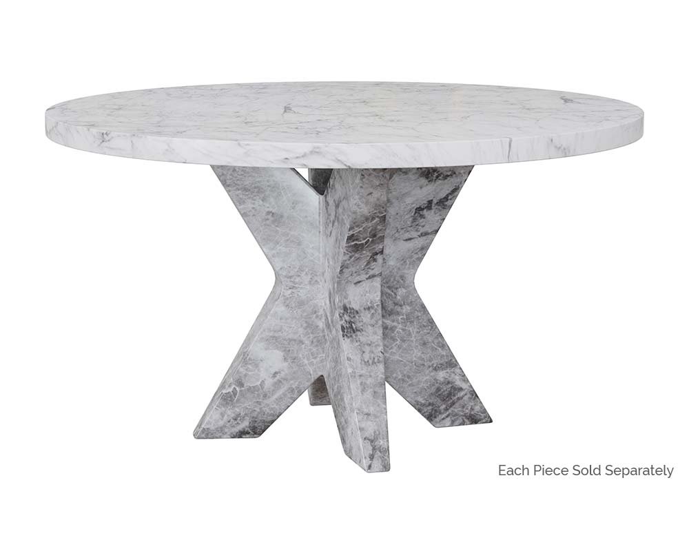 Cypher Dining Table Top - Marble Look - 55" White Marble Look - Image 6