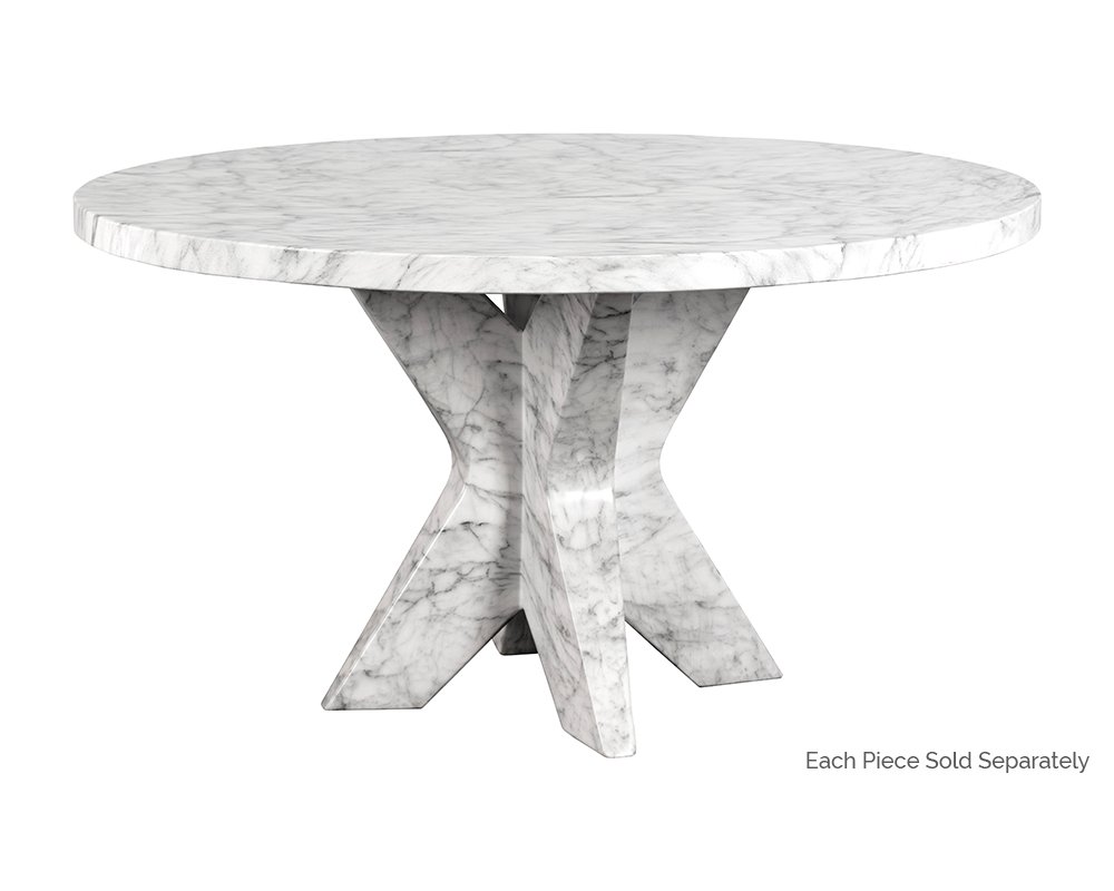 Cypher Dining Table Top - Marble Look - 55" White Marble Look - Image 3