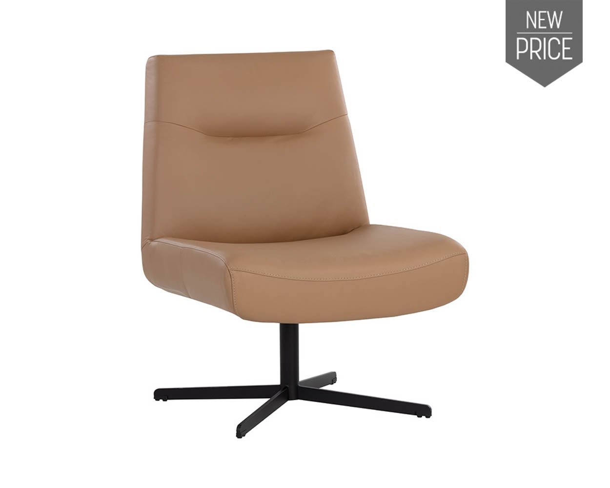 Karson Swivel Lounge Chair - Linea Wood Leather