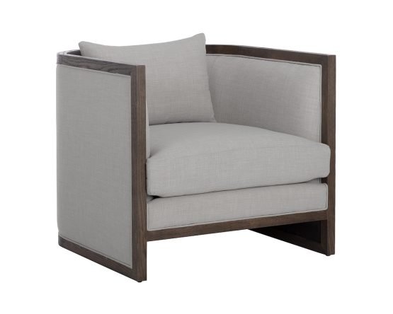 Chloe Lounge Chair - Distressed Brown Linoso Light Grey