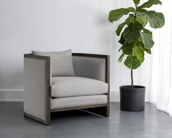 Chloe Lounge Chair - Distressed Brown Linoso Light Grey - Image 3