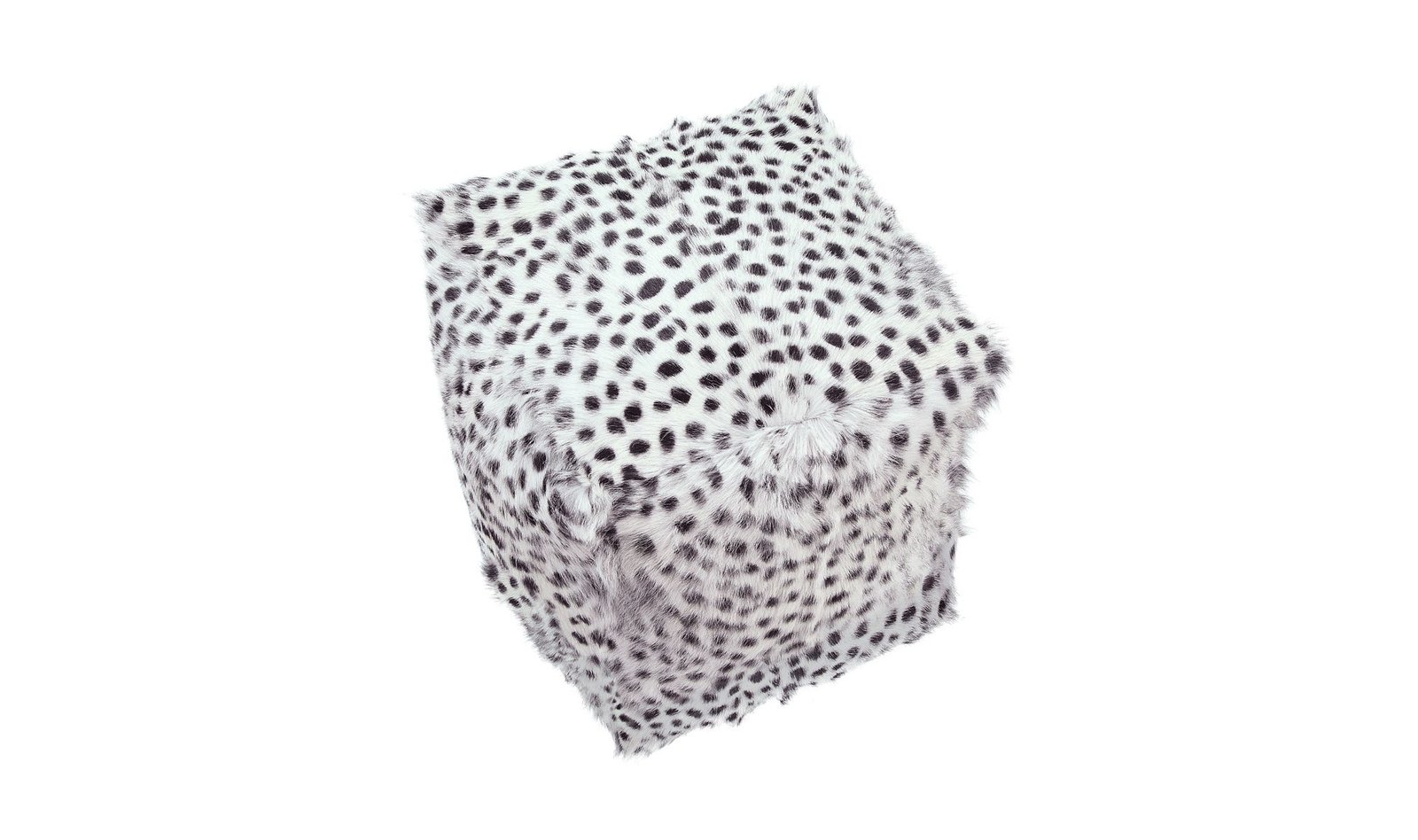 SPOTTED GOAT FUR POUF LIGHT GREY - Image 3