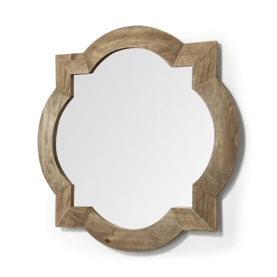 Argonne 23" Round-Square Brown Wood Frame Mirror