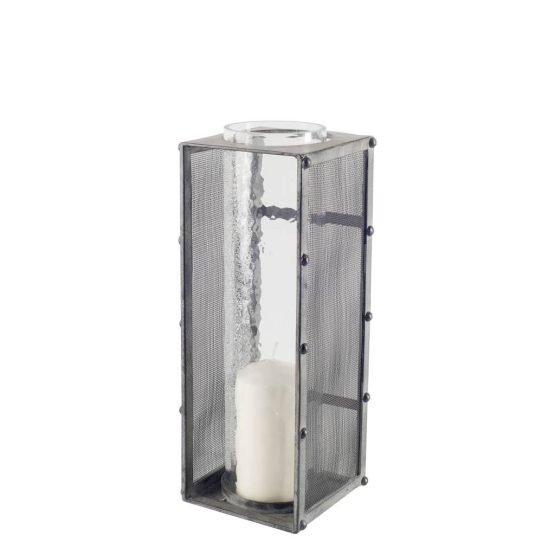 Greynam I Small Gray Mesh Metal Table Candle Holder