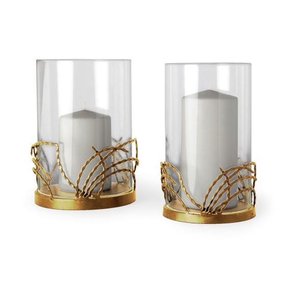 Cutlass II Set of Two Gold Toned Metal Base Table Candle Holders