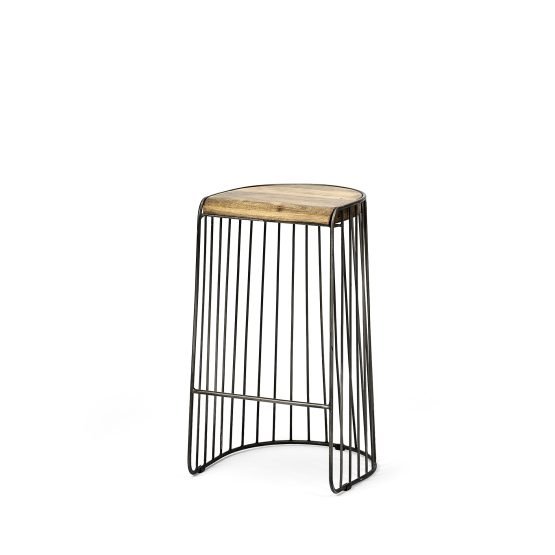 Seagram 30.5" Seat Height Brown Seat Black Metal Frame Stool