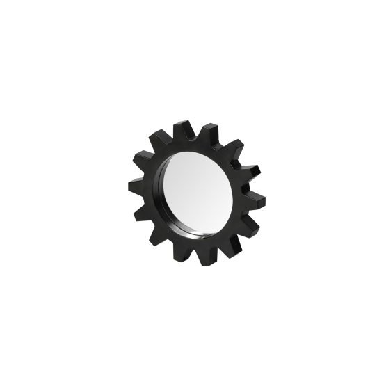 Alloy Cog 17" Round Black Metal Frame Mirror