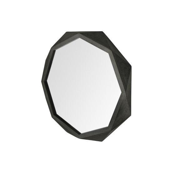 Aramis I 32" Octagon Black Wood Frame Wall Mirror