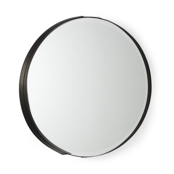 Adrianna 24.4" Black Metal Round Mirror