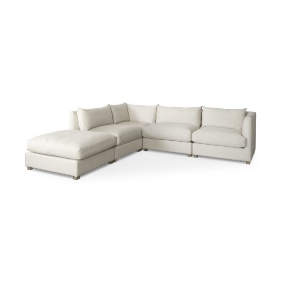 Valence 5 Piece (W/ 1 x Ottoman) Beige Modular Sofa Set