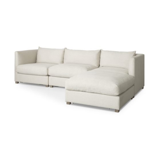 Valence 4 Piece (W/ 1 x Ottoman) Beige Modular Sofa Set