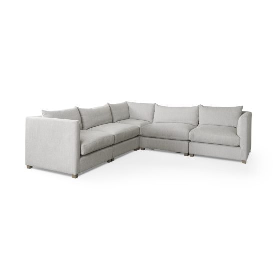 Valence 5 Piece Light Gray Modular Sofa Set