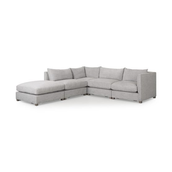 Valence 5 Piece (W/ 1 x Ottoman) Medium Gray Modular Sofa Set