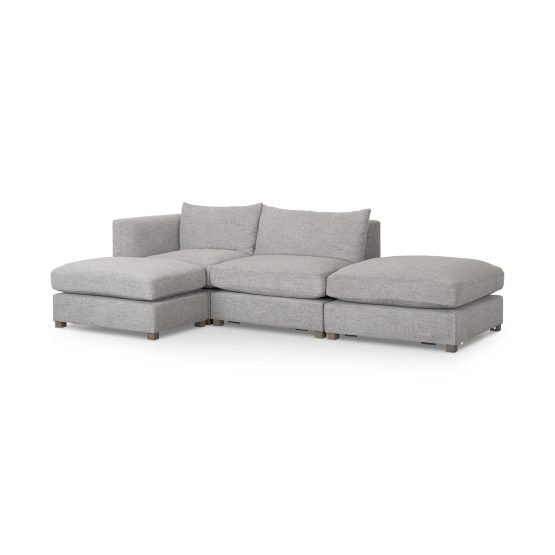 Valence 4 Piece (W/ 2 x Ottoman) Medium Gray Modular Sofa Set