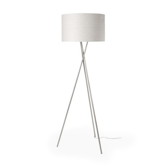 Ambrose 20.0L x 20.0W x 61.8H Silver Metal W/Beige Fabric Shade Floor Lamp