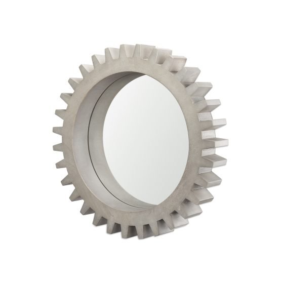 Sundance Cog 26" Round Grey Wood Frame Mirror