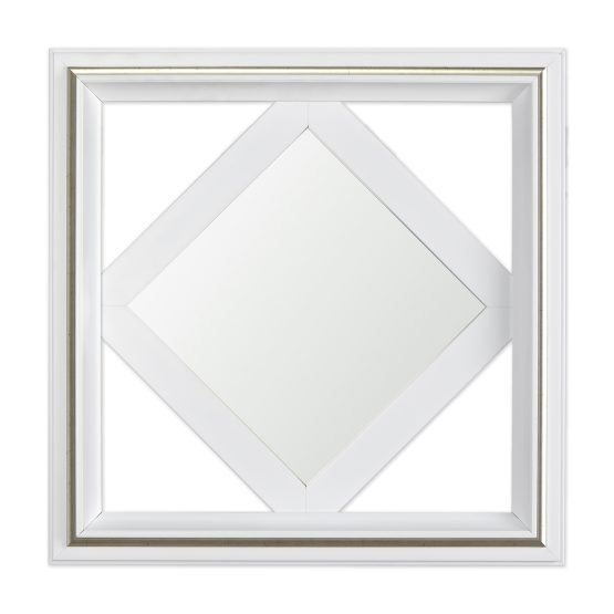 Aliya Diamond Shape White Framed Mirror