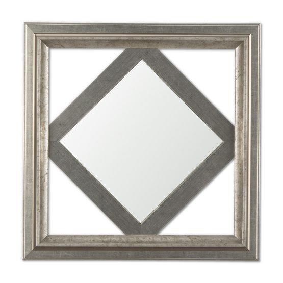 Aliya Diamond Shape Champagne Framed Mirror