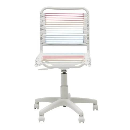 Bungie Low Back Office Chair in Blush/Blue Ombre with White Frame and Base