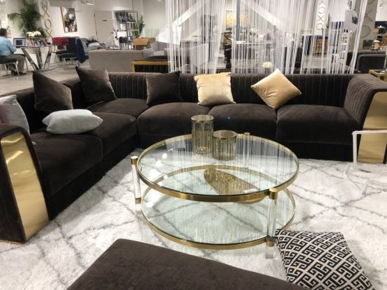 ROLAND Sectional Sofa GY-SC-8562 Java chocolate with steel arms