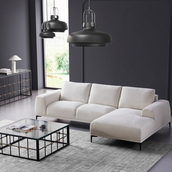 MIDDLETON Sectional Sofa GY-SC-8561 Beige linen Silex 01 Black legs