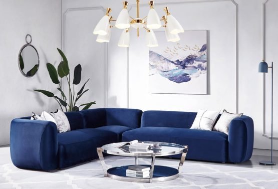 VERONA Sectional Sofa GY-SC-3644 Ink Blue Velvet