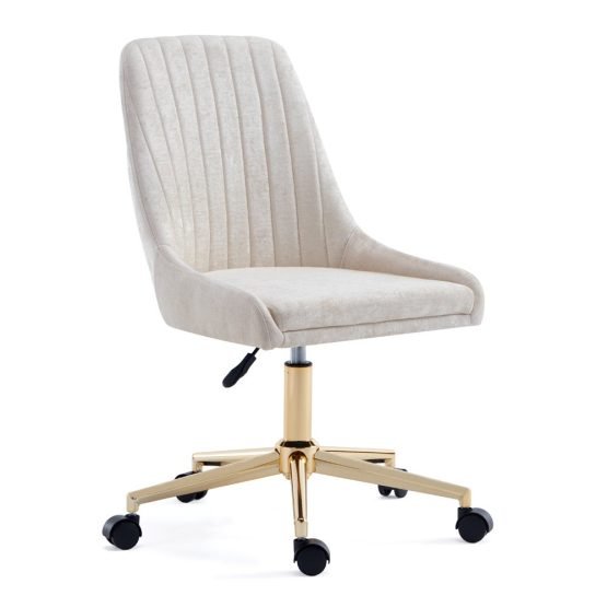 MOIRA OFFICE CHAIR GY-OC-1977G Morgan Ivory GOLD POLISHED LEG
