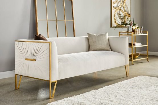 TRURO LOVSEAT GY-LS-8575BG Matt gold steel with Contessa Vanilla