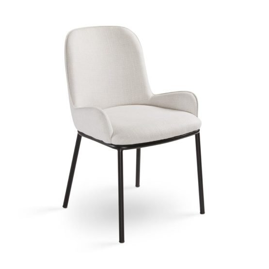 Bennett Dining chair GY- DC-2943 Light Grey Linen black matt metal legs