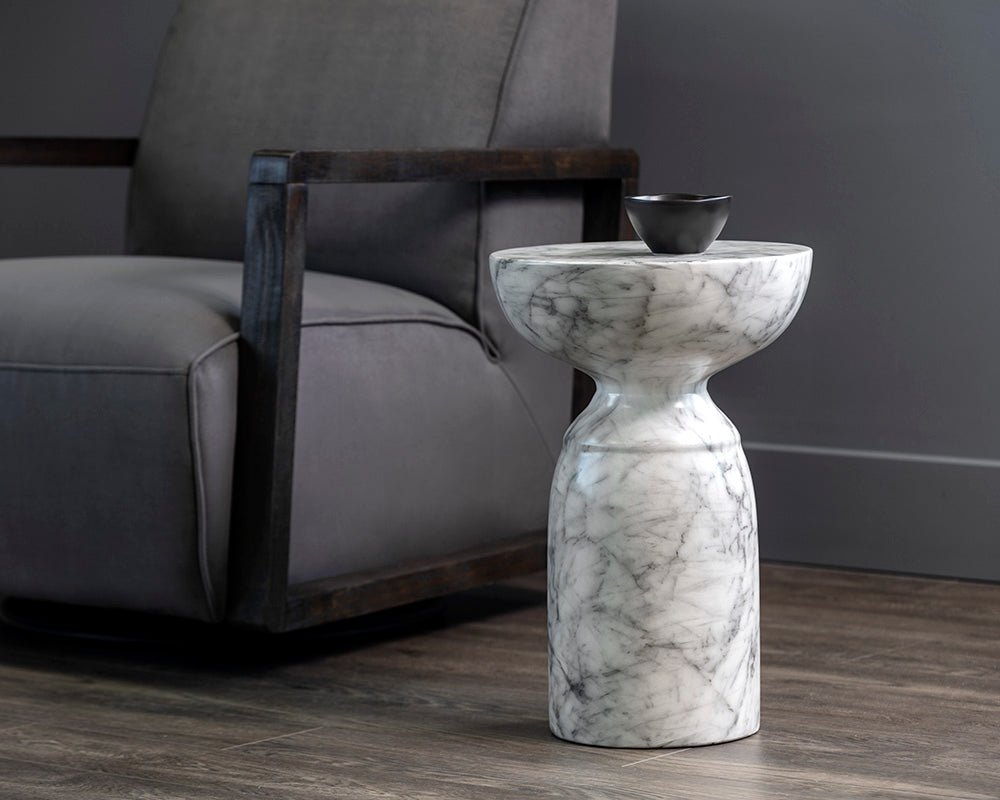 Goya End Table - Marble Look White Marble Look - Image 4