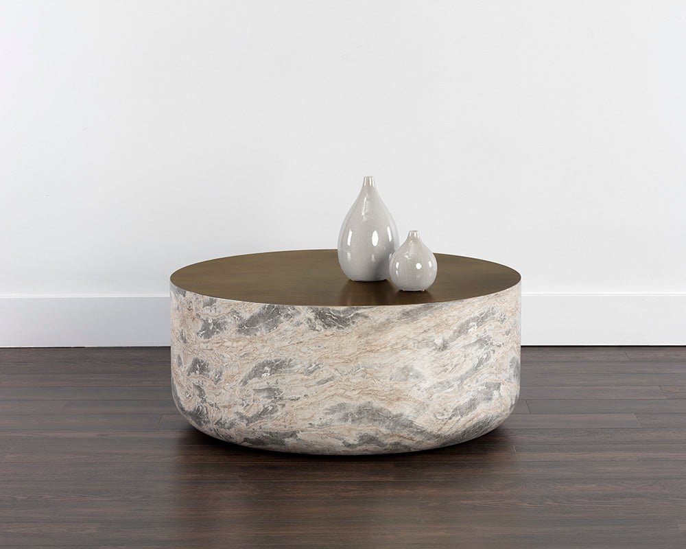 Diaz Coffee Table - Marble Look Brown Grey Marble - Image 6