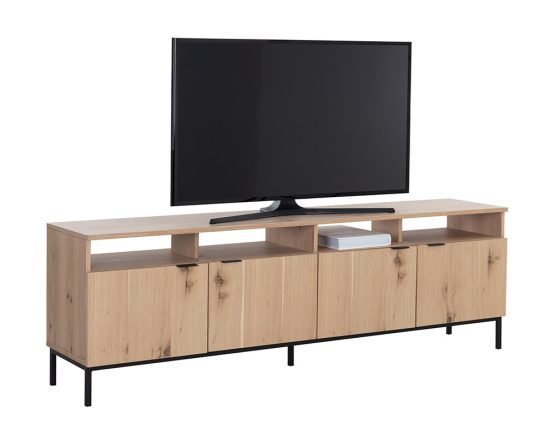 Ambrose Modular Media Console And Cabinet Rustic Oak