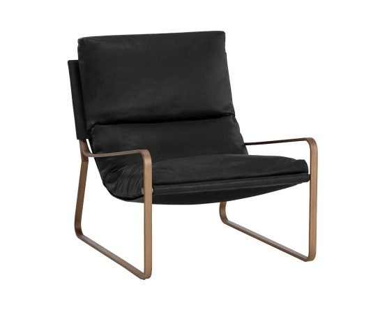 Zancor Lounge Chair - Antique Brass Charcoal Black
