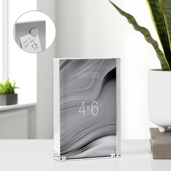 Block Acrylic Stainless Steel Back 4x6 Inch Photo Frame