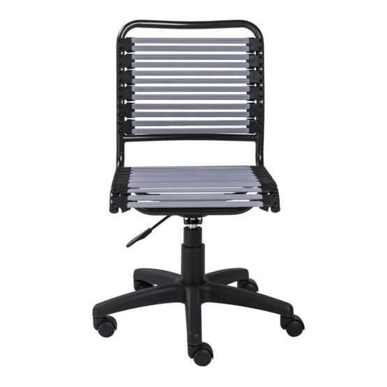 Allison Bungie Flat Low Back Office Chair in Light Gray with Graphite Black Frame and Black Base