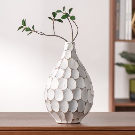 Carved Divot Resin Teardrop Vase