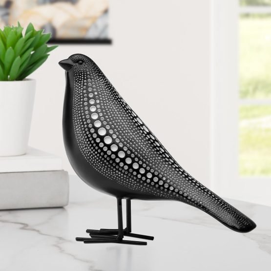 Debossed Dotted Standing Bird - Black