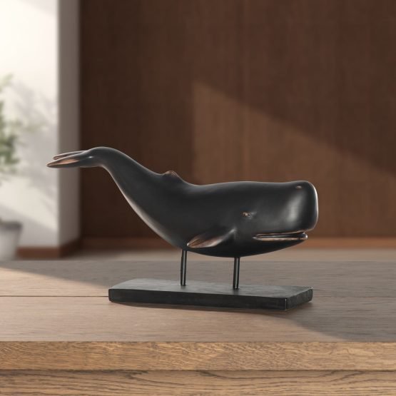 Whale Resin Decor Statue - Brown