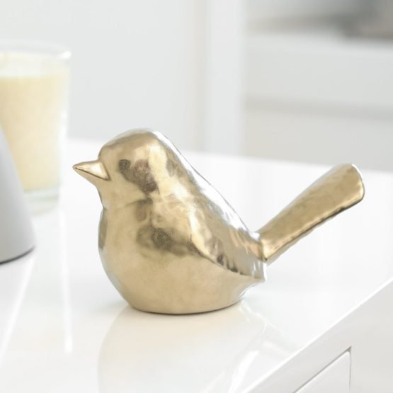 Lilo Dimpled Ceramic Bird Decor Sculpture - Gold