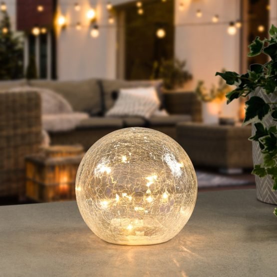 Globe Crackle Glass 6 Inch LED Decor Light