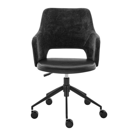 Darcie Office Chair in Black Fabric Leatherette and Base