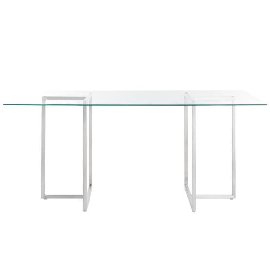 Legend Rectangular Dining Table with Clear Tempered Glass Top and ...