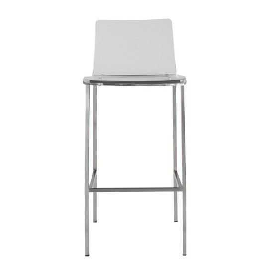 Chloe Counter Stool in Clear Acrylic with Brushed Aluminum Legs