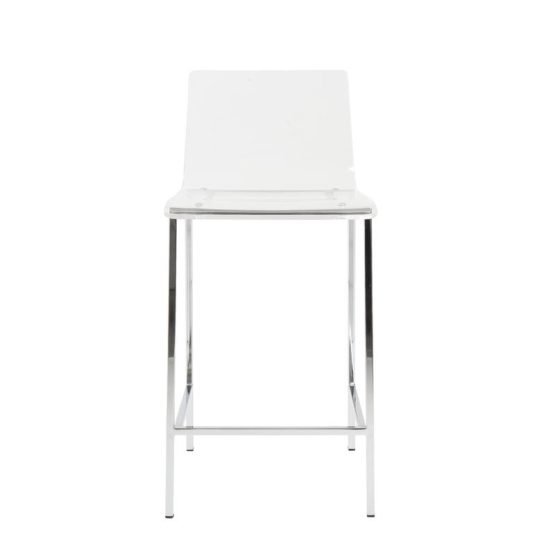 Chloe Counter Stool in Clear with Chrome Legs