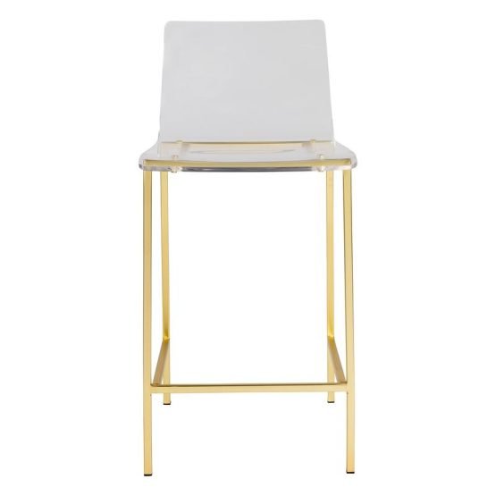 Chloe Counter Stool in Clear Acrylic with Matte Brushed Gold Legs