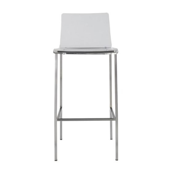 Chloe Bar Stool in Clear Acrylic with Brushed Aluminum Legs