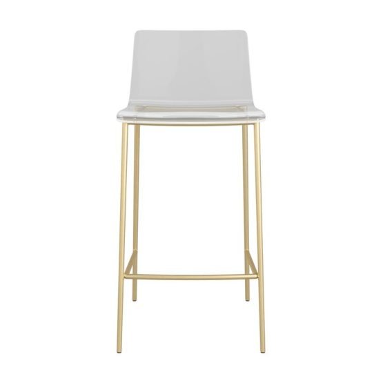 Cilla Counter Stool in Clear with Matte Brushed Gold Legs